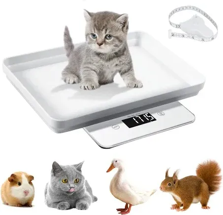 Digital Small Animals Scales for Weighing with Tape Measure, Detachable Tray Puppy Whelping Scale with High Precision Weigh Your Kitten, Rabbit, Multifunction Scales for Small Dogs Cats Crawl Pet