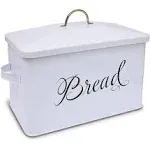 Better Kitchen Products Classic Metal Bread Box with Side Handles, Large Capacity (2 Bread Loaves), Farmhouse Bread Bin for Kitchen Countertop, Steel Bread Storage Container with Lid, White