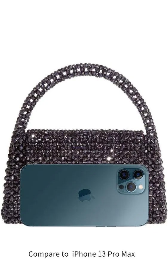 Sherry Black Beaded Top Handle Bag