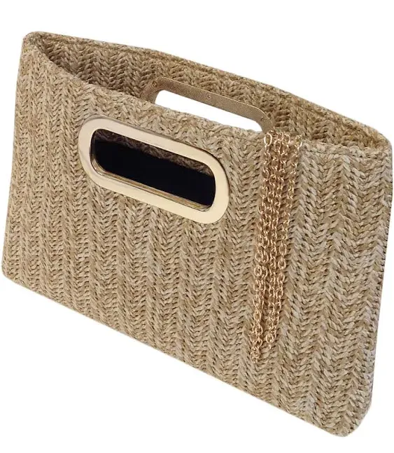 Top Handle Straw Clutch