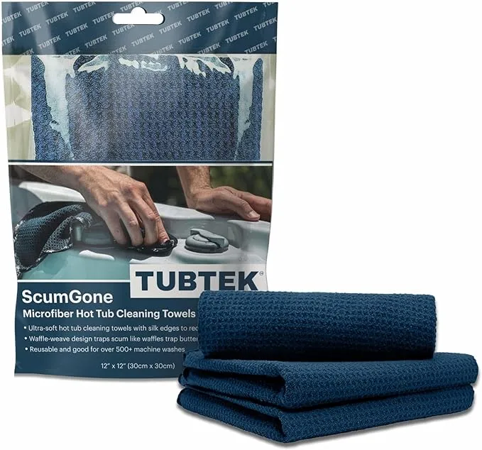 TUBTEK Microfiber Hot Tub Scrubber Cleaning Towels ScumGone Hot Tub Shell Cleaner