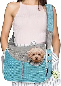 PetAmi Airline Approved Sling Small Dog & Cat Carrier, Teal Blue