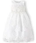 Girls Lace Applique Tiered Dress - All Dressed Up - Soft white