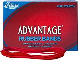 Alliance Rubber 97405 Advantage Rubber Bands Size #117B, 1 lb Box Contains Approx. 200 Bands (7" x 1/8", Red)