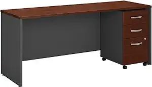 Bush Business Furniture Series C 72W x 24D Office Desk with Mobile File Cabinet in Hansen Cherry