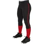 Champro Tournament Women's Low Rise Softball Pant w/ Braid, S / Black/Scarlet