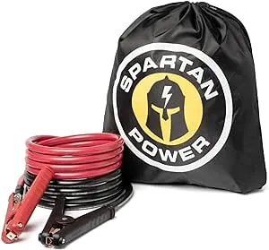 Spartan Power Heavy Duty Jumper Cables with Alligator Clips, 100% Pure Copper Wire, Positive & Negative Leads Battery Cable, Made in the USA - 2 AWG Gauge Cable, 15 ft