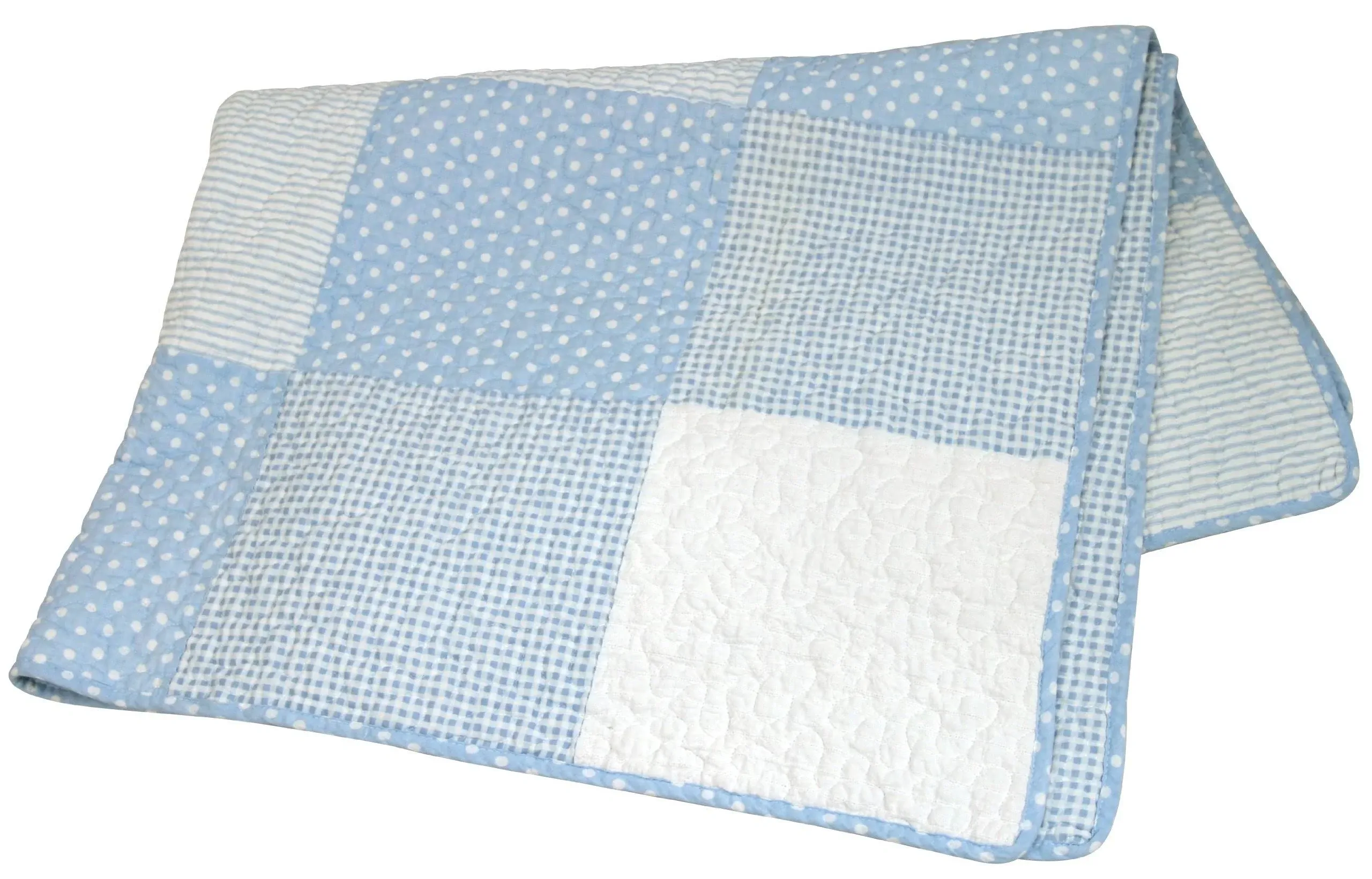 Stephan Baby Heirloom-Quali<wbr/>ty Pieced Crib Quilt, Blue and White Vintage Dot