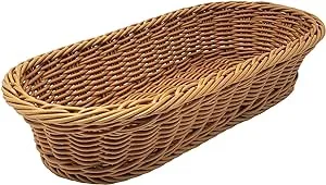 Kovot Wicker Bread Basket - 14.5" Woven Polypropylene Basket – For Food Display and Serving – Snack Organizer Basket