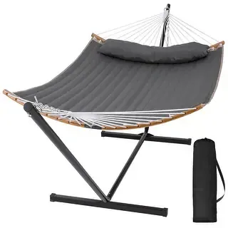 2-person Outdoor Hammock with Stand & Pillow