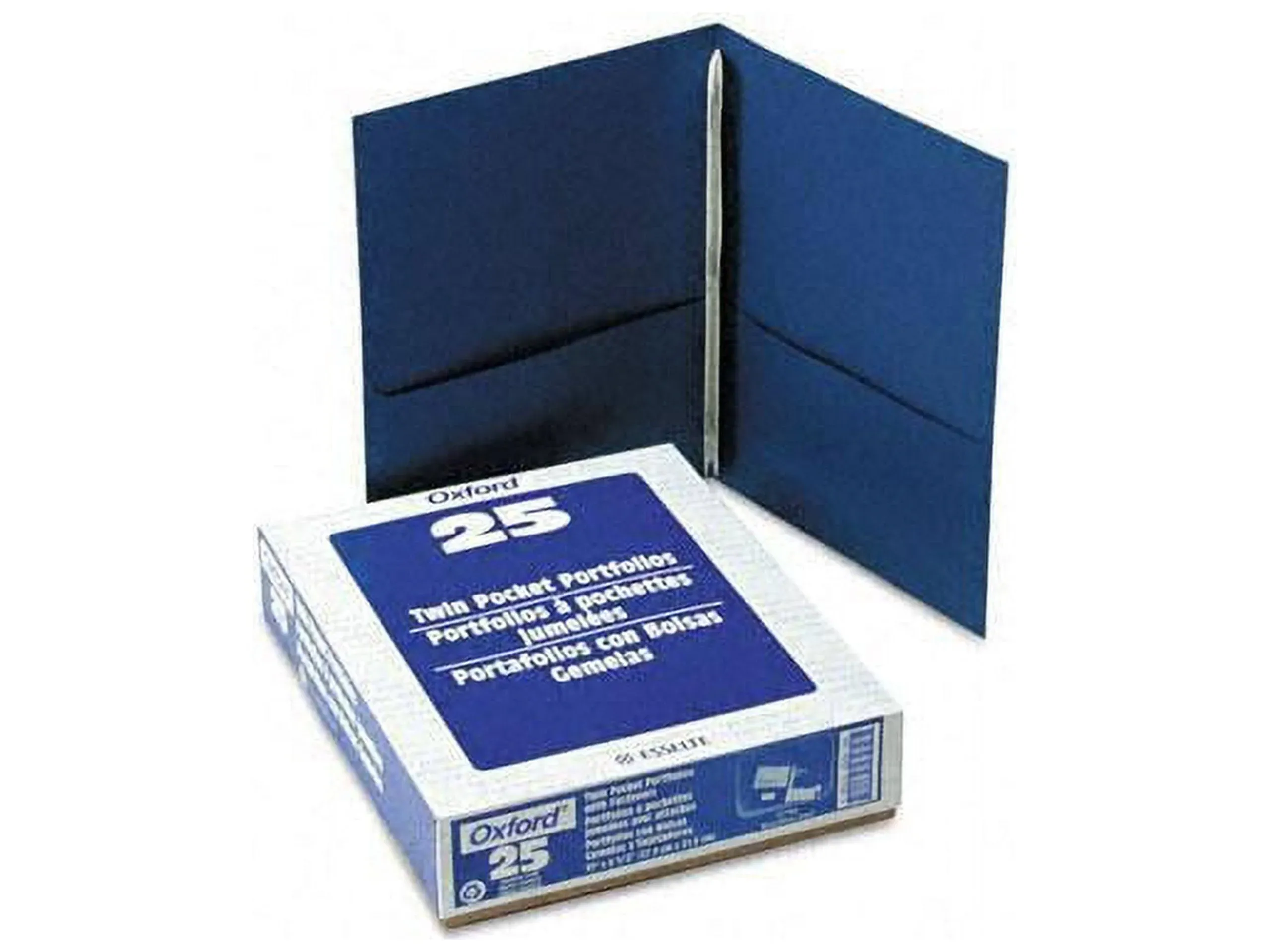 Oxford Two-Pocket Folders w/Fasteners, Blue, Letter Size, 25 per box (57702)