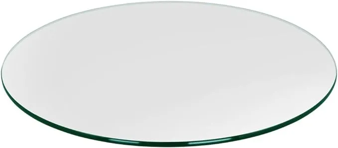 Dulles Glass 28 inch Round Glass Table Top - Tempered- 3/8 inch Thick - Pencil Polished Glass, Clear