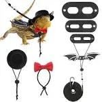 VavoPaw Bearded Dragon Lizard Leash Harness (S/M/L 3 Pack), Adjustable Leash Bat Wings Costume Accessories with Hat & Bow Tie Collar for Lizard