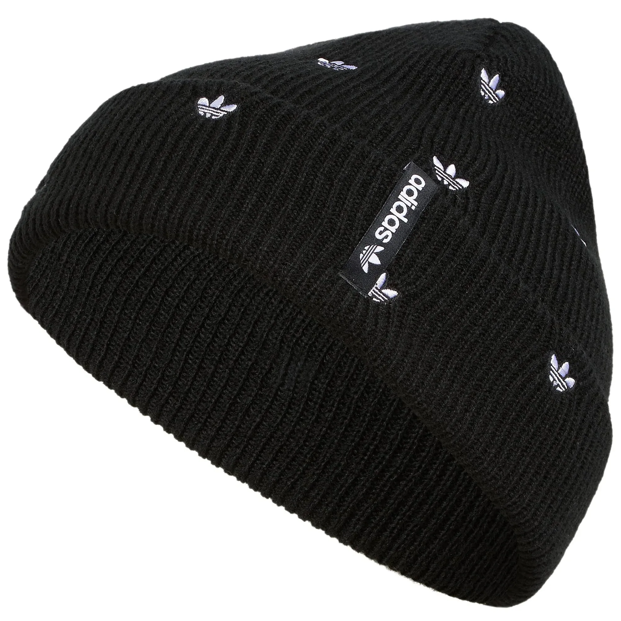 ADIDAS ORIGINALS CUFF KNIT BEANIE ADULT HAT BLACK WHITE 0145232 MENS NEW