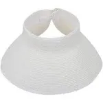 HDE Women's Packable Roll Up Wide Brim Sun Visor Crushable Straw Beach Hat Bonnet White