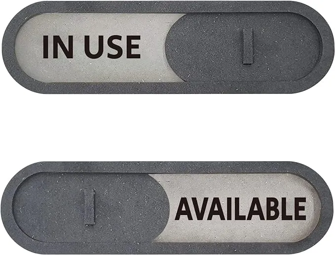 In Use/Available Privacy Slider Sign Gray - Made with Premium MDF Wood - Eleg...