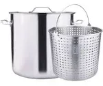 ARC 84-Quart Stainless Steel Seafood Boil Pot with Basket and 2 Brown-paper Table Cover, Larger Crab Pot for Cooking, Stock Pot for Crawfish, Crab, Lobster, Shrimp and Turkey Fryer, 21 Gallon