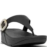 FitFlop Women's Lulu Crystal-Buckle Leather Toe-Post Sandals