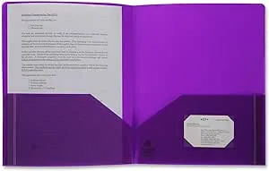 Business Source Poly Portfolio 2 Pocket LTR .3mil Purple 20879