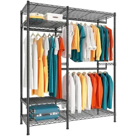 Raybee 775lbs Heavy Duty Clothes Rack with Wheels, Freestanding Portable Closet, Rolling Garment Rack For Hanging