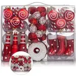 R N' D Toys Candycane Ornament Set 82 Piece Set Red