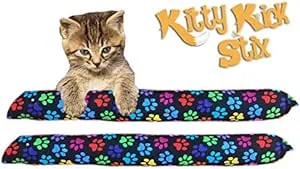 Kitty Kick Stix 15" Original Catnip Kicker Toy (Set of 2), Handmade in USA by Cat Lovers, Interactive Natural Cat & Kitten Toy, Packed with 100% Potent Catnip for All Breeds (Paws Paws Paws)