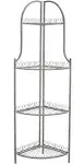 Safavieh Abarrane Wrought Iron 4 Tier Outdoor Corner Shelf in Antique Green