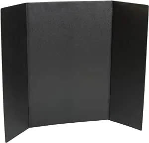 EPI Black Tri-Fold Display Board, Corrugated Cardboard, 36 x 48 Inches (Pack of 12)