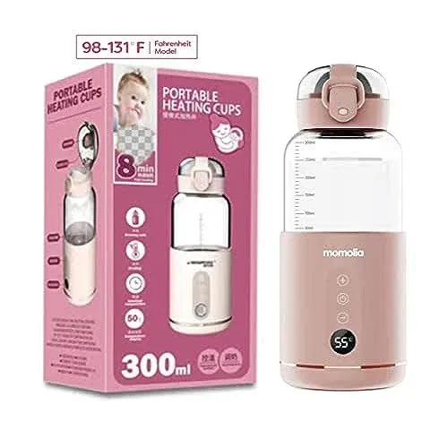 Momolia Portable Bottle Warmer for Baby Formula and Breastmilk, Wireless and Rechargeable, 10 oz./ 300ml