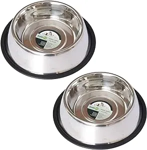 Iconic Pet Stainless Steel Non-Skid Pet Bowl, Rust Free, Odor Resistant, Ideal for Dogs and Cats