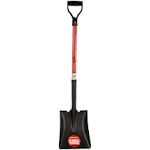 28 In. Square Point Shovel with Fiberglass Handle - Heavy-Duty 16-Gauge Steel He