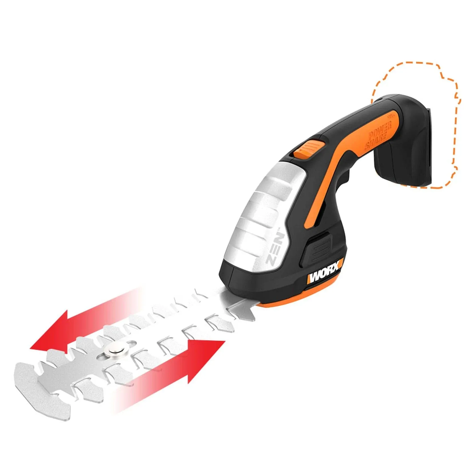 Worx WG801.9 20V Power Share 4" Cordless Shear and 8" Shrubber Trimmer (Tool Only)