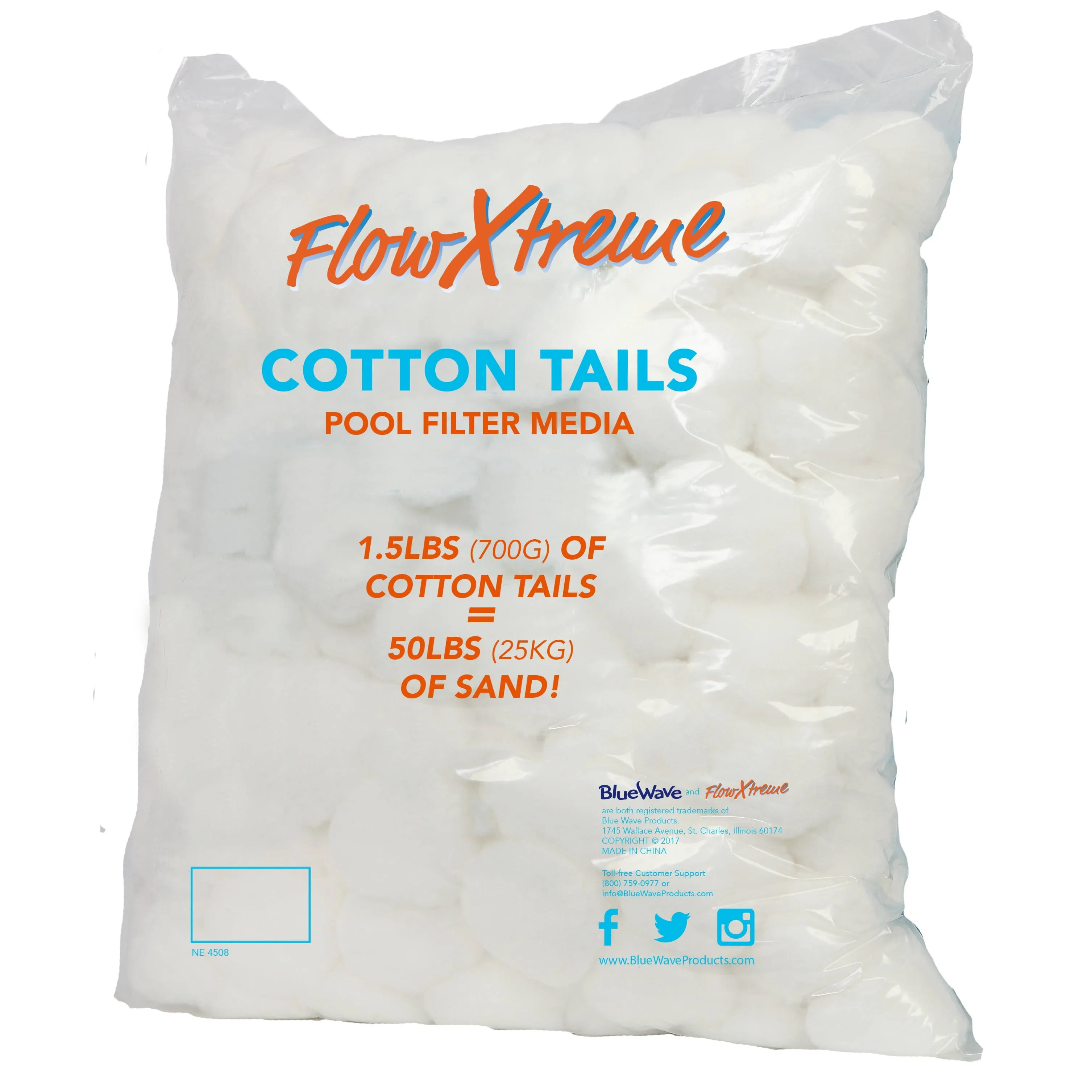 FlowXtreme NE4508 Cotton Tails Filter Media, 1.5-lbs (Replaces 50-lbs. Sand),...