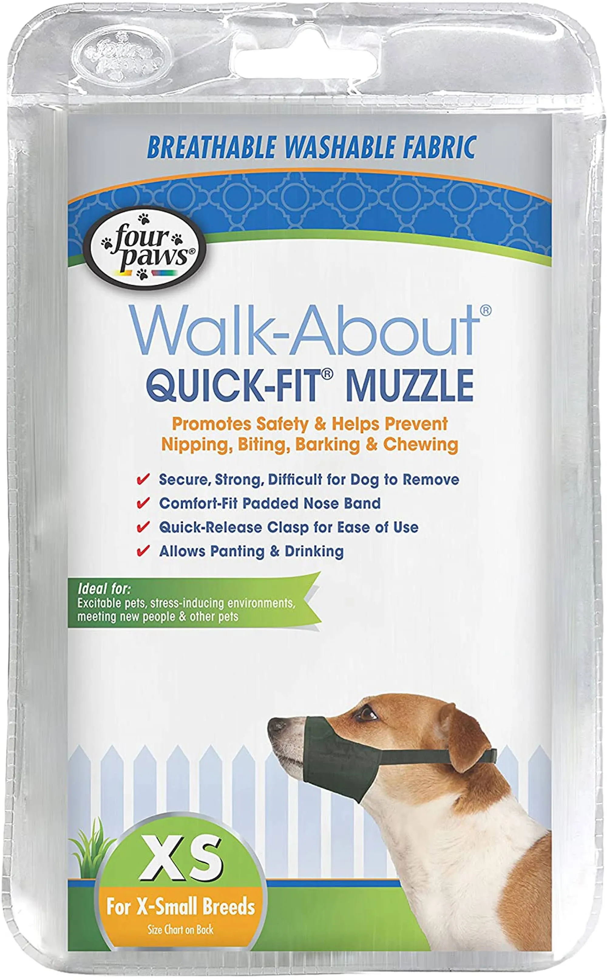 Four Paws Quick Fit Muzzle For Dog - XS Size 1 - Fits 5&#034; Snout