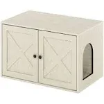 Furinno Fh22302ww Peli Farmhouse Cat Litter Box Enclosure, White Wash