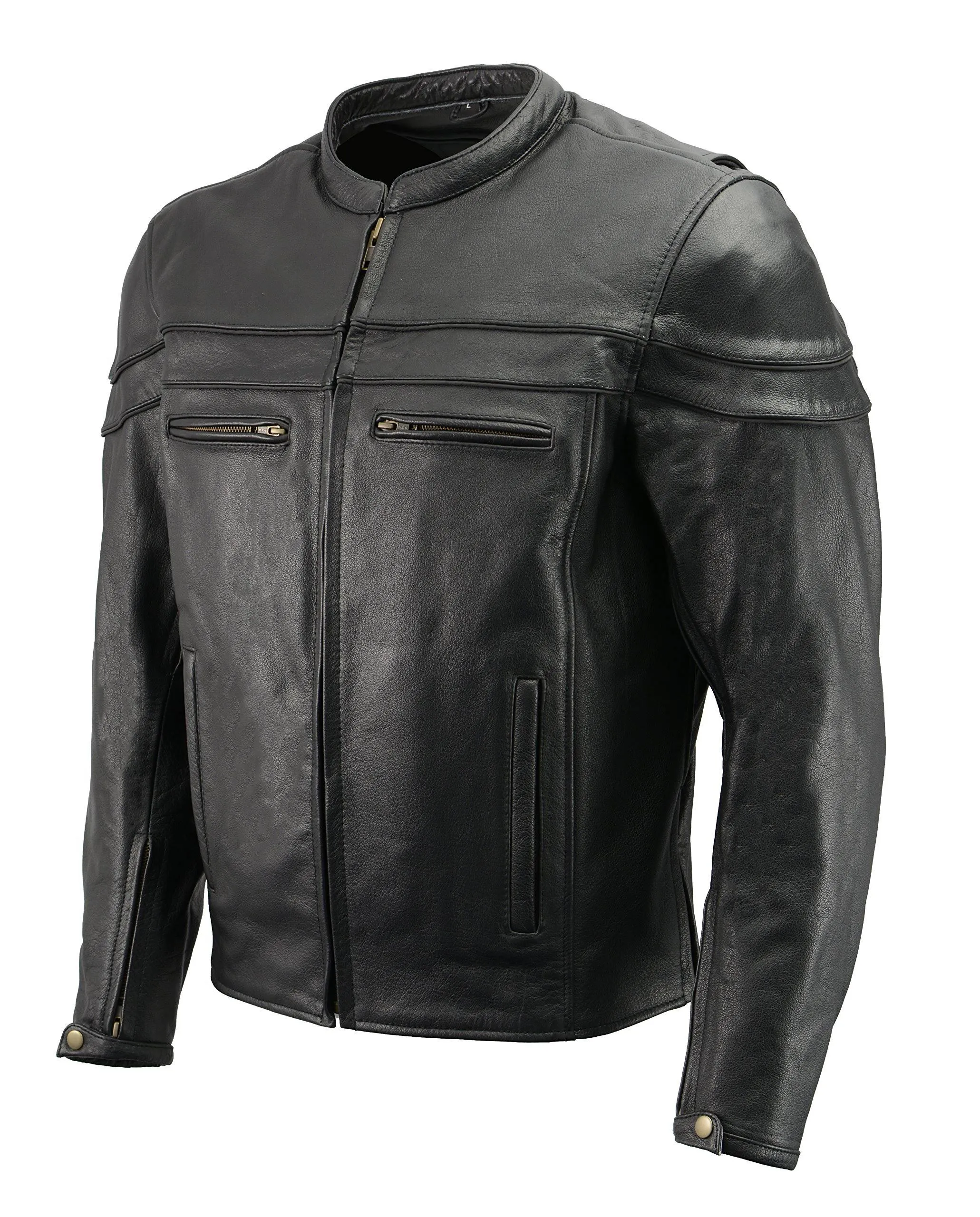 New Men&#039;s Genuine Cowhide Real Leather Jacket Biker Cow Casual Wear Black Coat