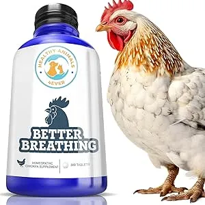 HealthyAnimals4Ever All-Natural Chicken Respiratory Support Supplement - Effective Homeopathic Breathing Aid for Chickens - 300 Chicken Respiratory Support Tablets