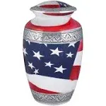 Light &amp; Pro American Flag Hand Engraved Cremation Urn for Red Blue White 