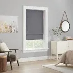 Eclipse Dillan Blackout Textured Solid Cordless Roman Shade, 64" x 27" - Gray