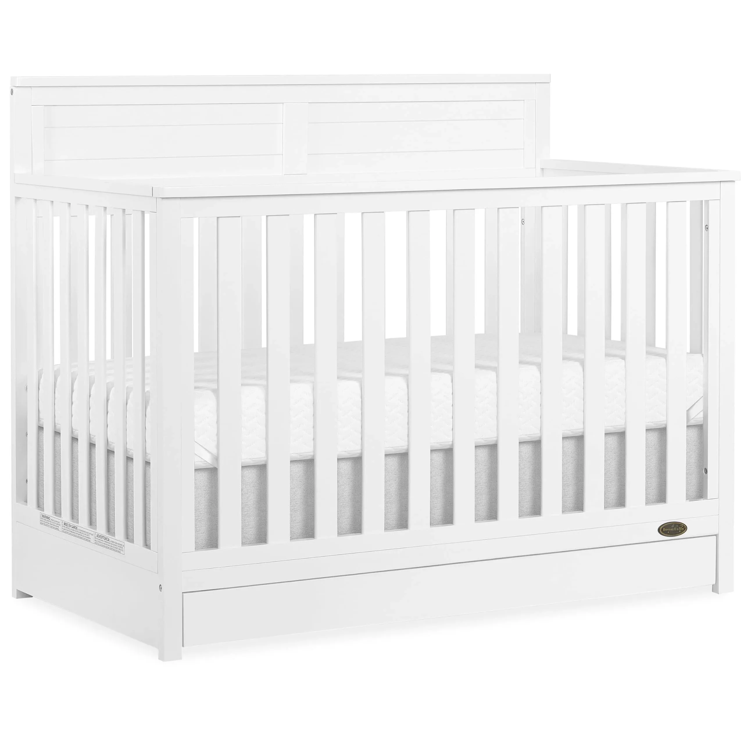 Dream On Me Reign 5 in 1 Convertible Crib with Under Drawer in White