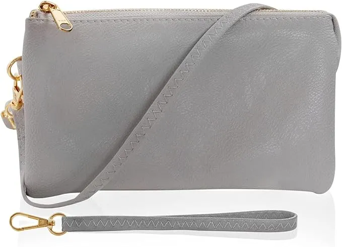 Humble Chic Vegan Leather Crossbody Wristlet Bag or Small Purse Clutch, Includes ...