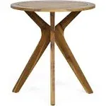 Christopher Knight Home Brigitte Outdoor Round Acacia Wood Bistro Table with X Legs, Teak