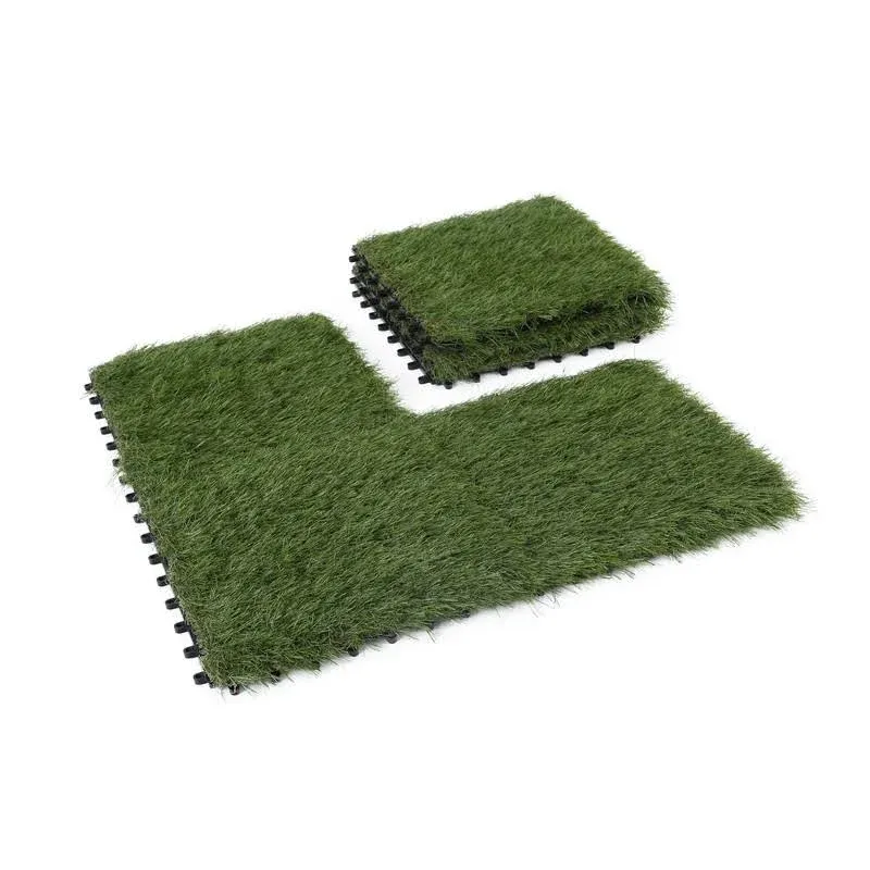 Golden Moon Artificial Grass Turf Tile Interlocking Self-Draining Mat, 1x1 ft, 6