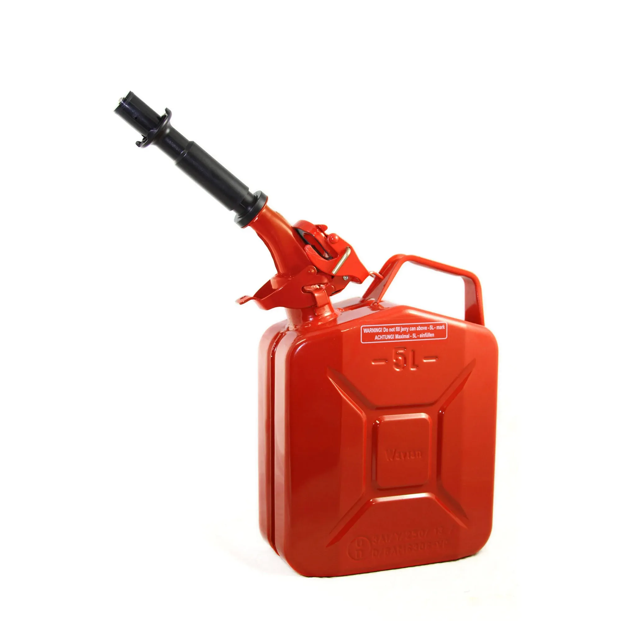 Wavian USA JC005RVS Authentic NATO Jerry Fuel Can and Spout System Red (5 Litre)