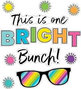 Carson Dellosa Kind Vibes Bulletin Board Set—This is One Bright Bunch Motivational Header with Sunglasses and Sun Cutouts, Bulletin Board Decor (39 pc)