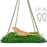 FlidRunest Large Green Bearded Dragon Hammock, Soft Bearded Dragon Hammock Swing Bed, Reptile Lounger Terrarium Hanging Hammock for Hermit Crab,