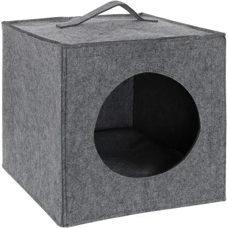 MiMu Cozy Cat Bed Cave - Large Cat Bed Hideouts with Felt Cat Cube Insert Pillow