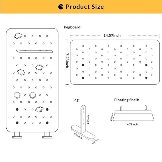 Cute Office Desk Accessories, TRAUST x Metal Office Pegboard Cute Desk Organizer White as Desk Top Organizer, Office Desk Decorations for Women and Funko Shelf, Craft Organization