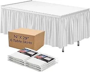 6-Pack of Exquisite White Plastic Table Skirts - Each 14 Ft. Long x 29 Inch Wide