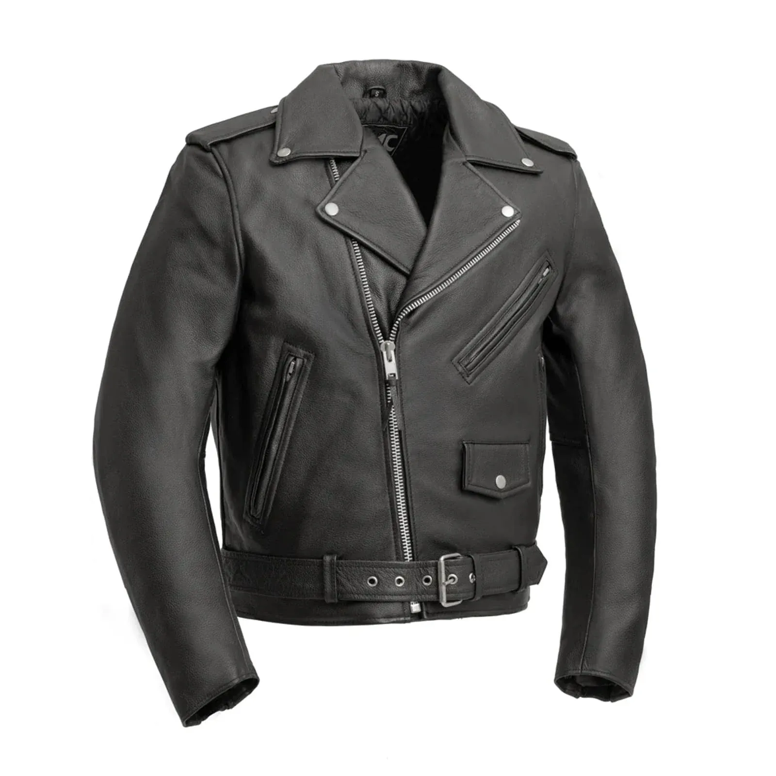 First Mfg Co - SuperStar - Men's Motorcycle Biker Riding Black Leather Jacket